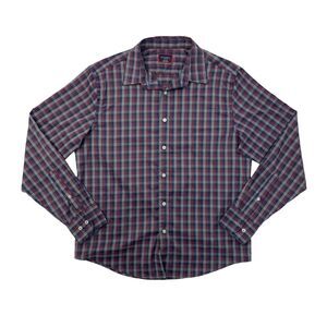 Untuckit Shirt Mens M Medium Pico Check Plaid Button Up Long Sleeve Drop Cut